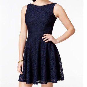 Navy Blue Lace Cocktail Dress - Size XXS